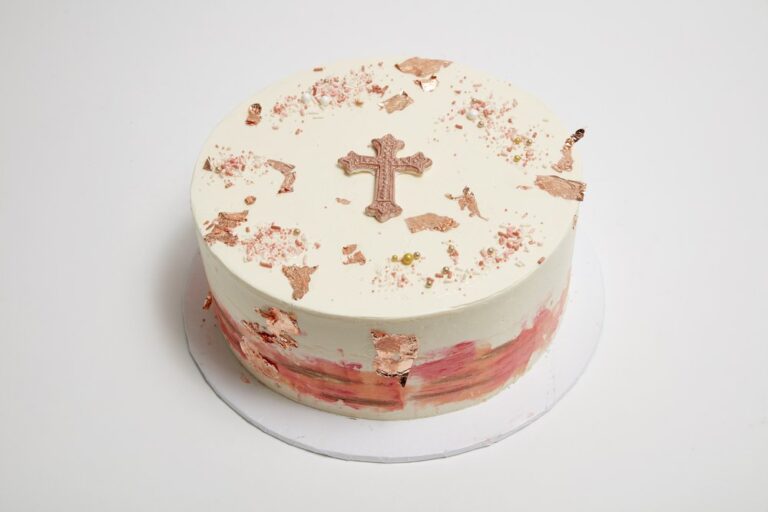 Rose Gold Leaf Cross Cake