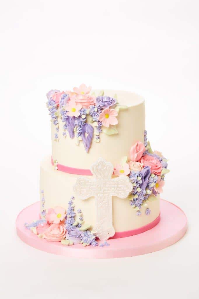 Cross and Flowers Cake
