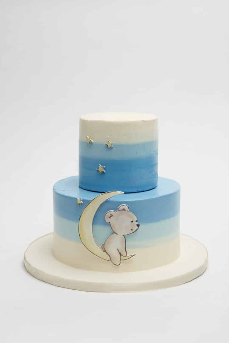 Blue Ombre Bear Moon Cake