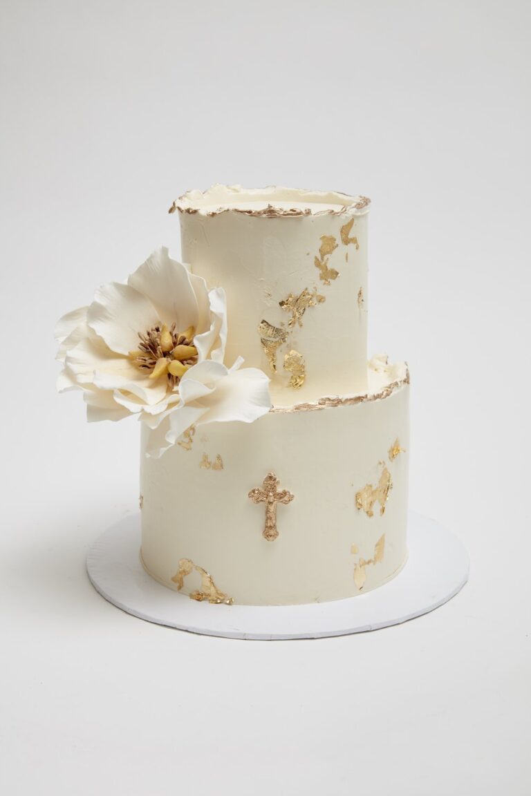 Guilded Rosary with Blonde Peony Cake