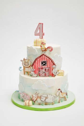 Watercolor Farm Animals Cake in New York