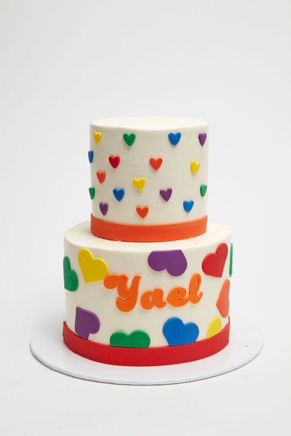 Rainbow Hearts Cake